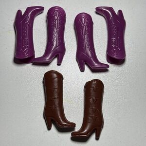 Vintage Barbie‎ Doll Signature Western / Cowboy Boots Lot 3 Pairs Brown Purple